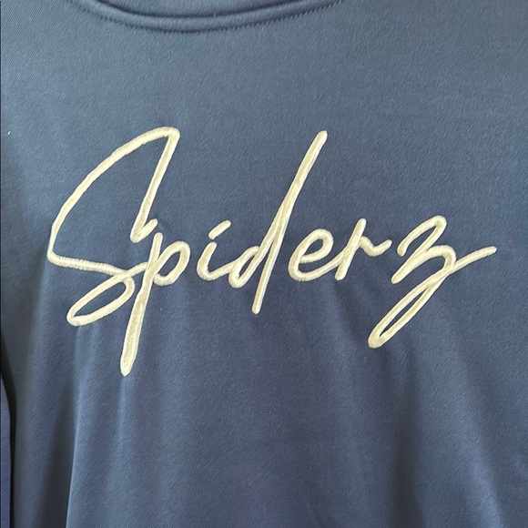 🍁💐 Spiderz Navy Blue Hoodie with Ribbed Cuffs and Minimalist Design - Picture 2 of 9